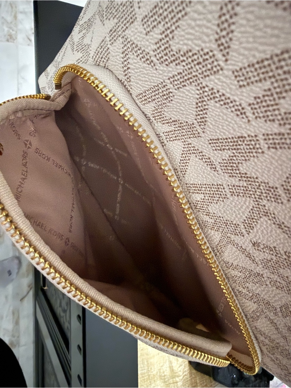 Michael Kors Beige and Brown MK Signature Backpack - Picture 4 of 7
